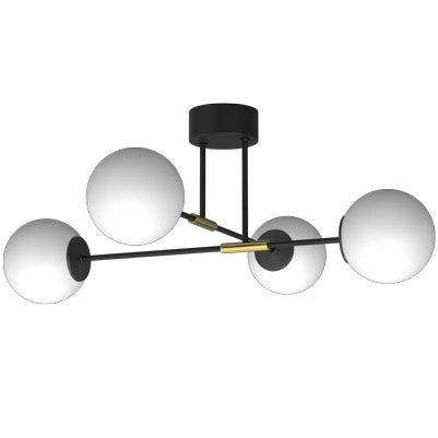 Plafoniera Luminex Glame nero/oro 4xE27 sfere bianche