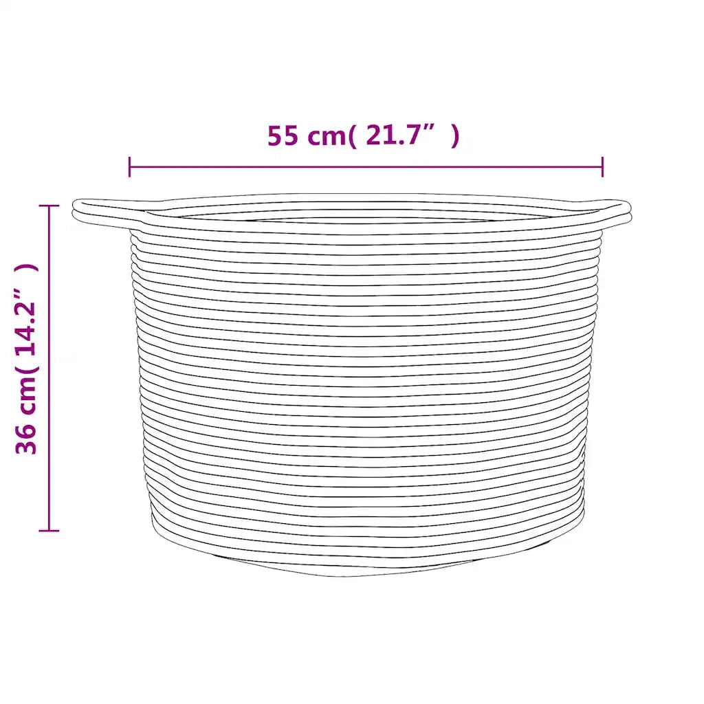 Cesto per Biancheria Grigio e Bianco ?55x36 cm in Cotone CFW6646183