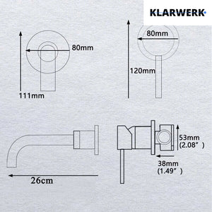 NAVIS |Rubinetto da bagno montaggio a parete in 2 parti oro spazzolato semplice in acciaio inox a parete per bagno|Miscelatore  gastronomico per hotel
