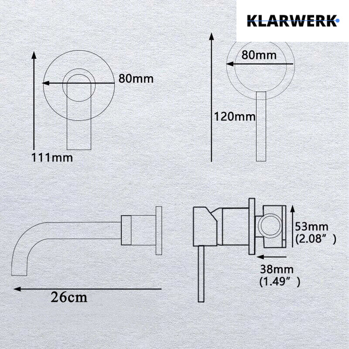 NAVIS |Rubinetto da bagno montaggio a parete in 2 parti oro spazzolato semplice in acciaio inox a parete per bagno|Miscelatore  gastronomico per hotel