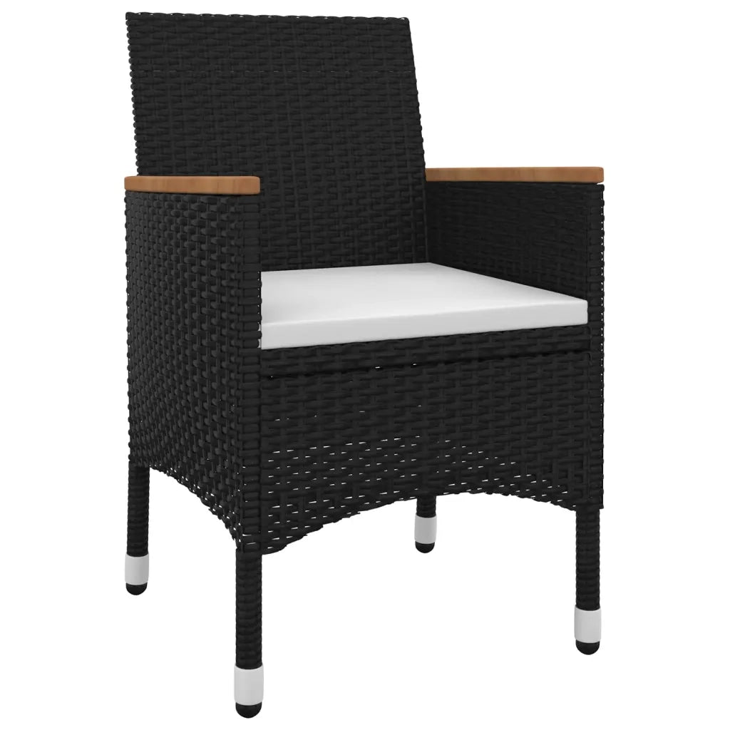 Set da Pranzo per Giardino 3 pz | Set Salotto da Giardino con Cuscini Polyrattan e Vetro