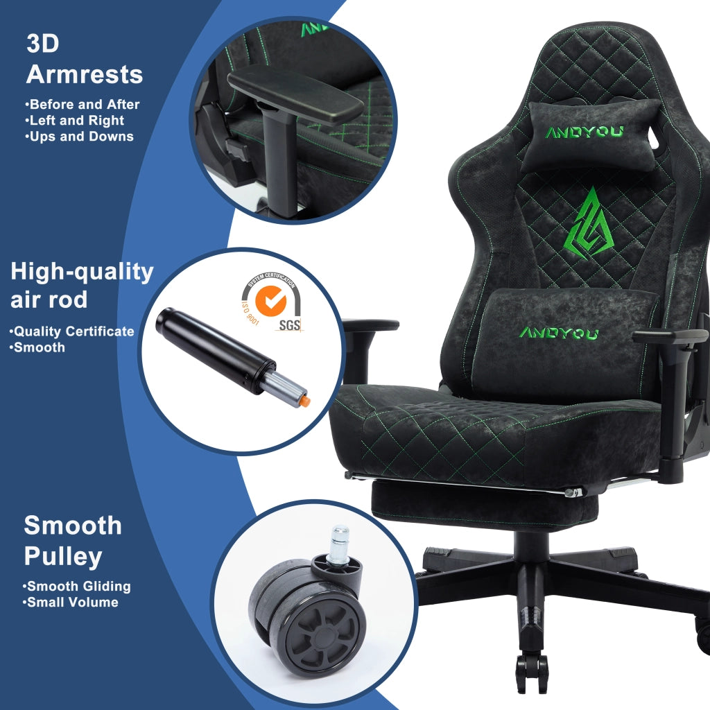 Poltrona Gaming Ergonomica Pelle PU Vintage ¨C Zephmum ¨C Nero