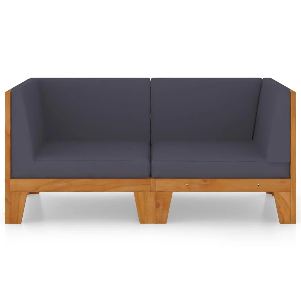 Divano a 2 Posti con Cuscini-Sofa 2 Posti con Cuscini Grigio Scuro in Massello di Acacia