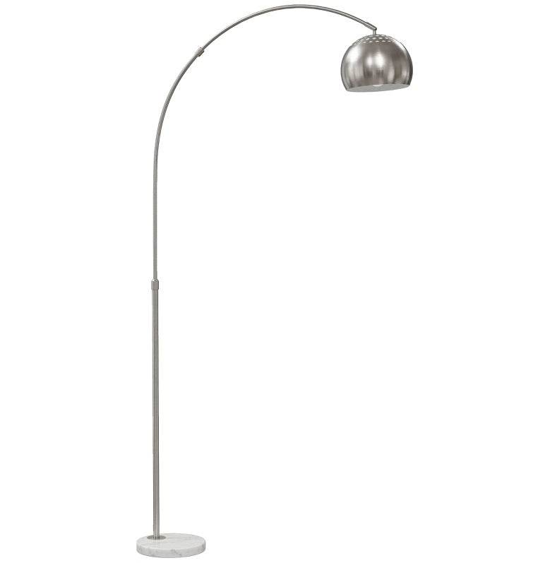 Lampada da terra ad arco argentata con base in marmo, 167 cm