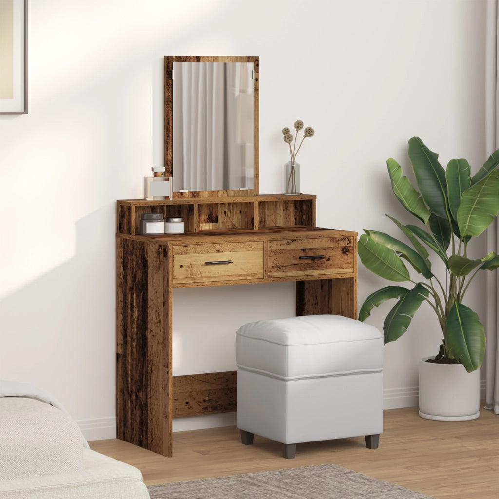 Tavolo da Trucco con Cassetti in Legno Antico 79x41x140 cm