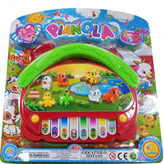 Trade Shop - Tastiera Pianola Musicale Fattoria 8 Tasti 7 Animaletti Melodie Suoni Luci Led -