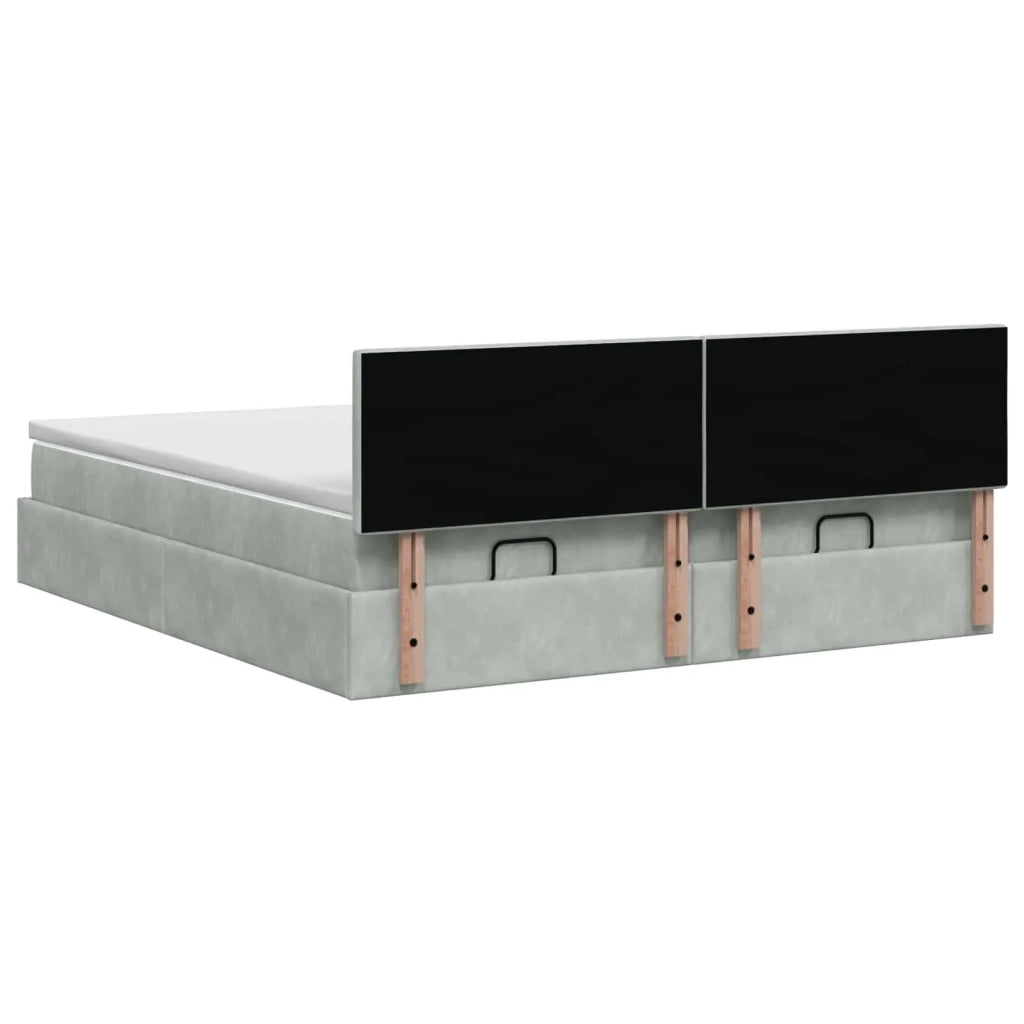 Letto Ottomano con Materasso e LED Grigio Chiaro 180 x 200 cm 3457314