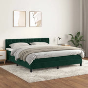 Giroletto a Molle con Materasso Verde Scuro 160x200 cm Velluto 3141494