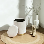 POUF CONTENITORE Ø 36 x 44 cm Tessuto effetto corda Crema