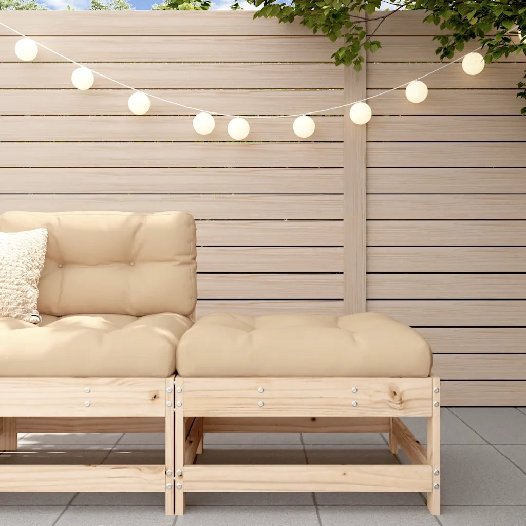 Poggiapiedi da Giardino con Cuscino in Legno Massello di Pino CFW3290164