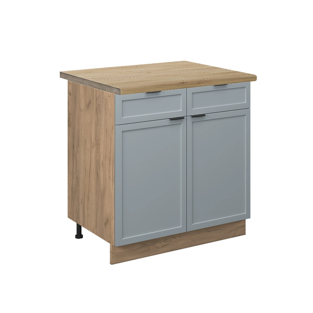 Mobiletto base per cucina Fame-Line Blu-grigio chiaro/Rovere dorato 80 cm, PL Rovere Vicco