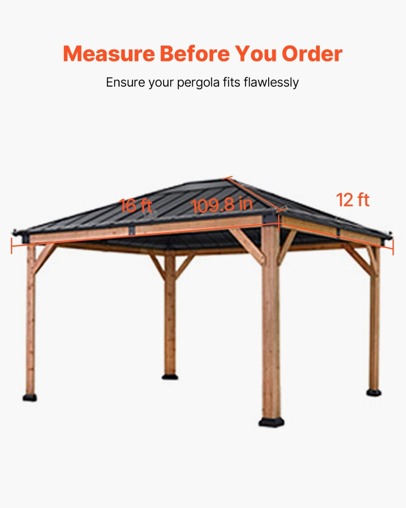 Copertura invernale per gazebo 3,70 x 4,92 m in PE impermeabile beige con pareti laterali e finestre, telo protettivo da giardino