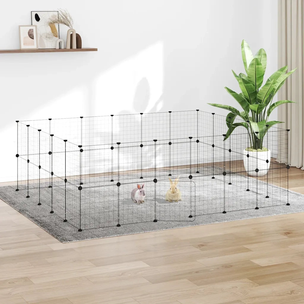 Gabbia per Animali 44 Pannelli con Porta Nera 35x35 cm Acciaio 3114040