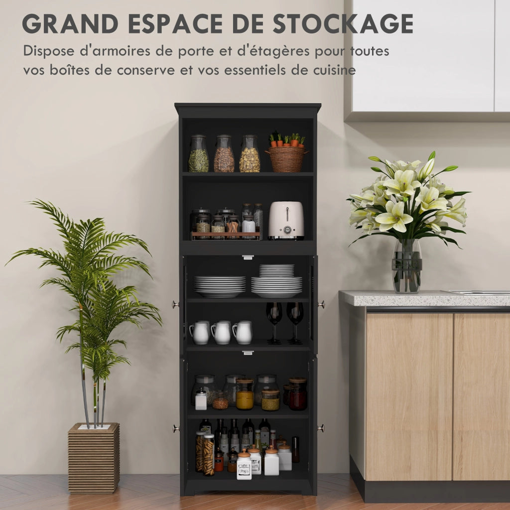 Mobile cucina buffet credenza con ante e cassetti multiuso ¨C Xylo ¨C 60x30x162 cm nero