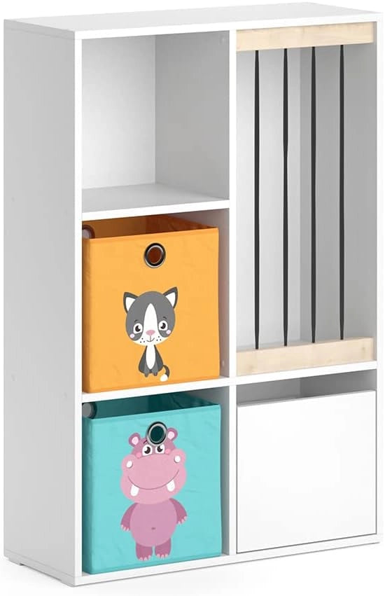Libreria bambini Luigi, Bianco, 29.2 x 107.8 cm, combinabile per riporre giocattoli e libri