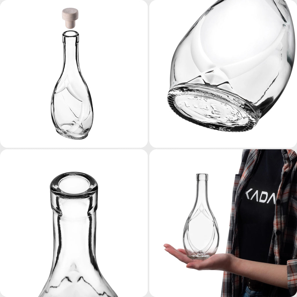 KADAX 5 bottiglie in vetro Icona da 250 ml per vino, liquori, distillati, alcolici, succhi di frutta con tappo di sughero