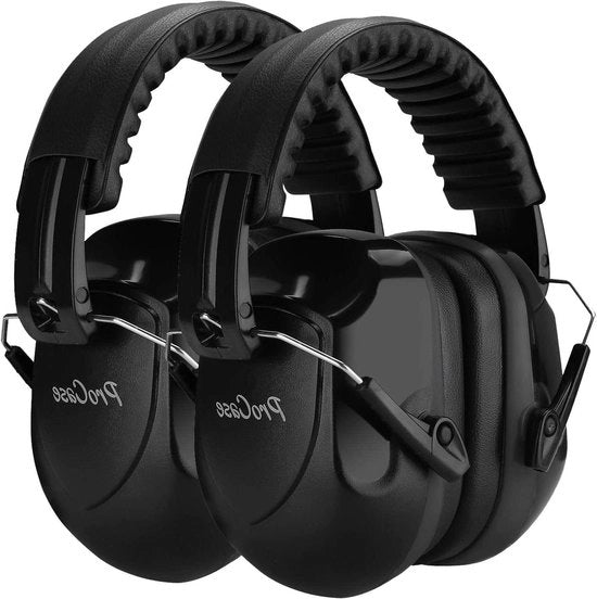 Orecchie Protettive da Rumore 2 Pack NRR 28dB per Lavori di Costruzione, Tiro di Fucile, Caccia - Nero 2 Pack