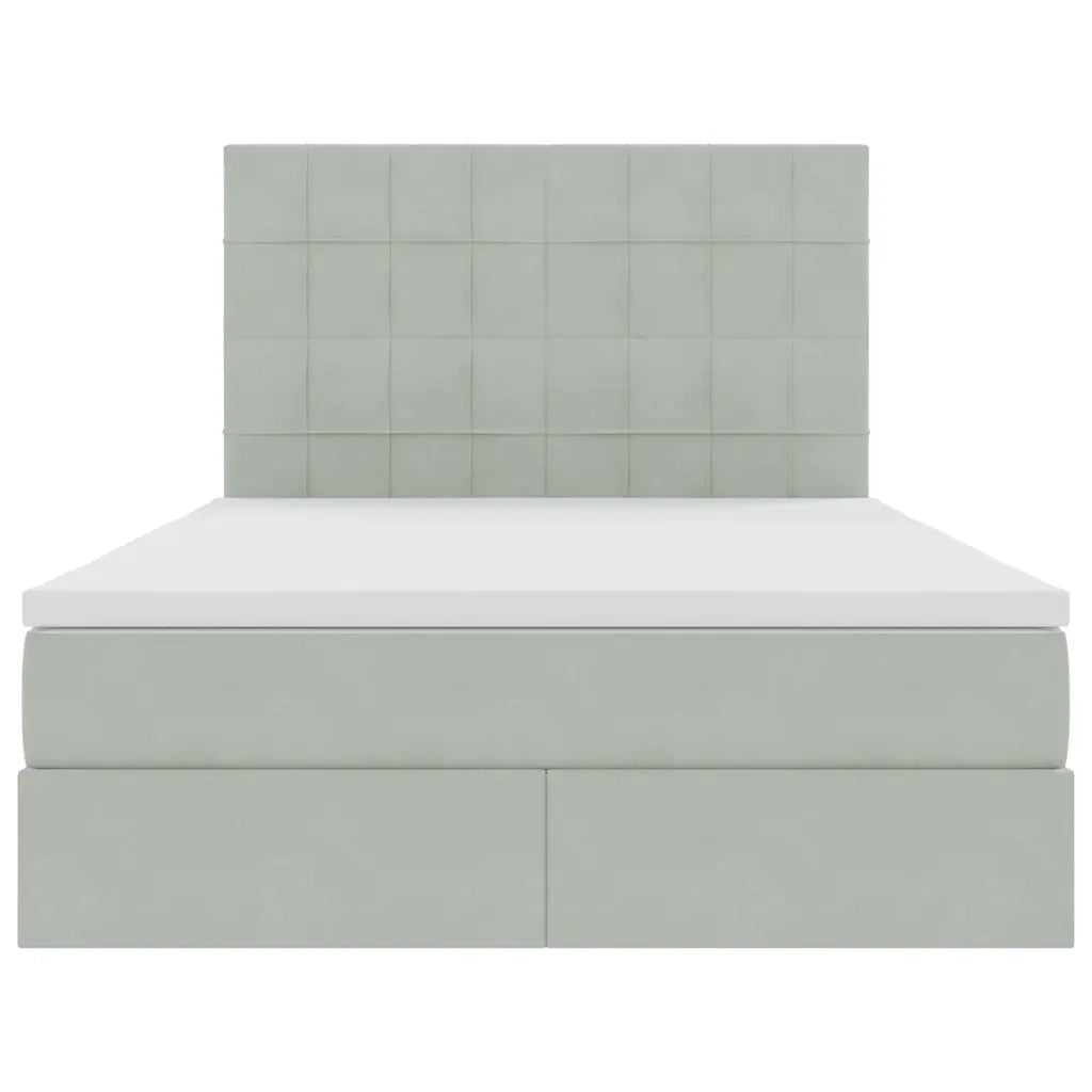 Letto con contenitore e LED Grigio chiaro 140 x 190 cm Velluto 3372663