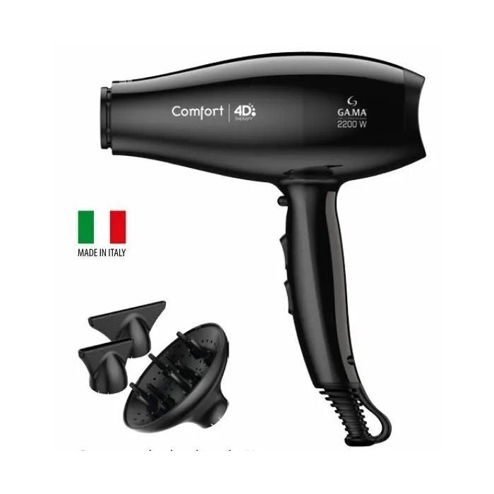 GA.MA Phon Comfort 4D Therapy Ultra Ozone Ion Gama: Made in Italy, tecnologia agli ioni, anti crespo, anti-età, ricostruzione molecolare dei capelli, componenti interni in tormalina, 2200 W, 6 combinazioni di temperatura e velocità, colpo d'aria fredda.