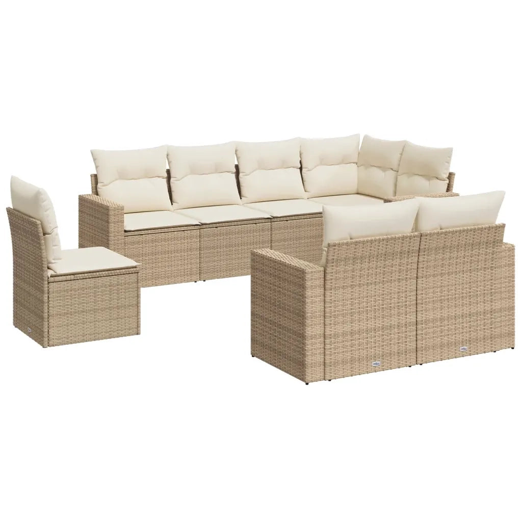 Set Divano da Giardino 8 pz con Cuscini Beige in Polyrattan 3251575
