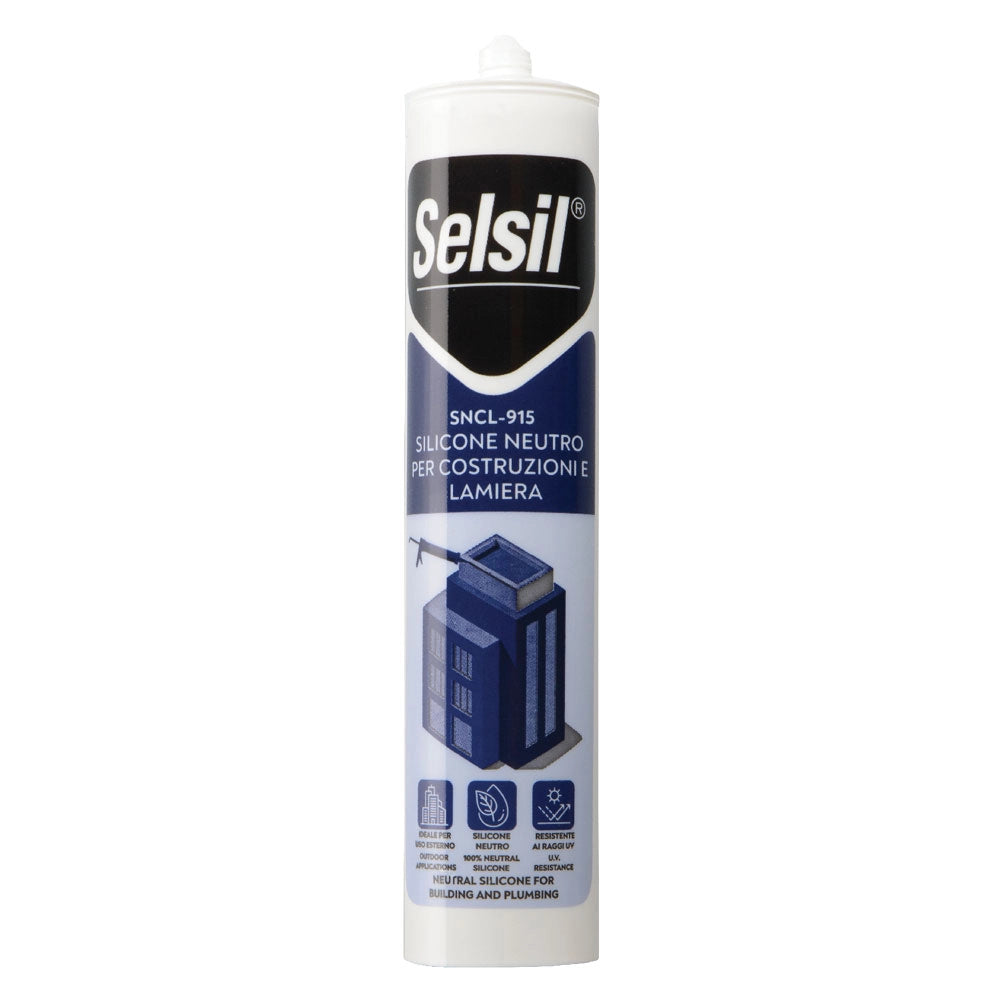 SILICONE NEUTRO PER LATTONERIA 'SNCL 915' bianco ml 310 - (ral 9010)- 25 pezzi  - SELSIL