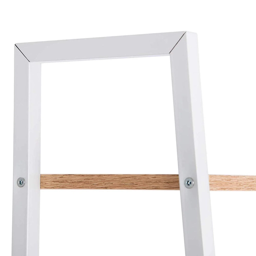 Robusta scaffalatura a scala a 4 ripiani con struttura in metallo per soggiorno bianco/marrone 19_0000372