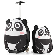 Set di bagagli con ruote per bambini 2 pezzi, Bagaglio a mano da 40cm e zaino da 30cm leggero e portatile Bianco nero-Bagagli e borse
