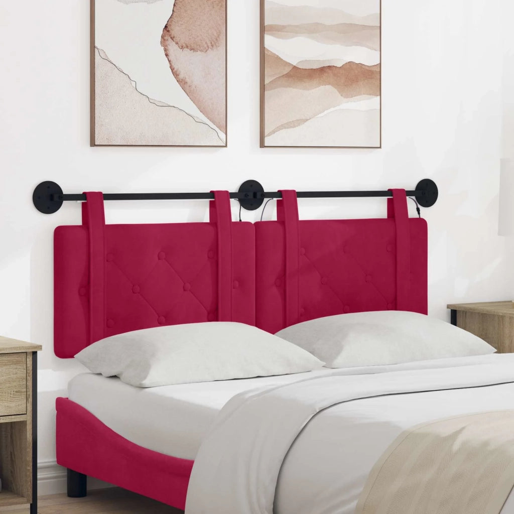 Testiera sospesa Con luce LED Rosso Vino Velluto 3424169