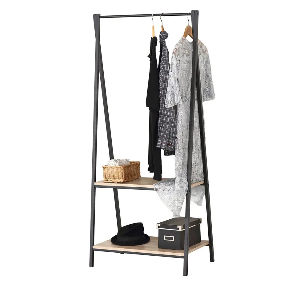 Guardaroba con 2 scaffali collezione HOLBORN stile industriale colore rovere e nero