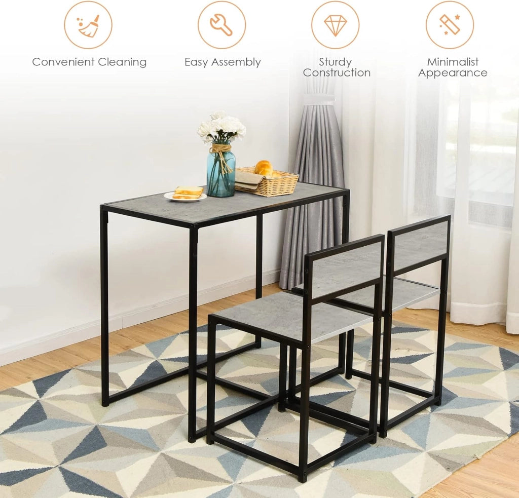 Set di Tavolo da Bar da 3 Pezzi, Set 3 Pezzi con 2 Sedie e Tavolo, Piccolo Tavolo da Cucina per 2 Persone, Tavolo da Bistrò, 3 Colori