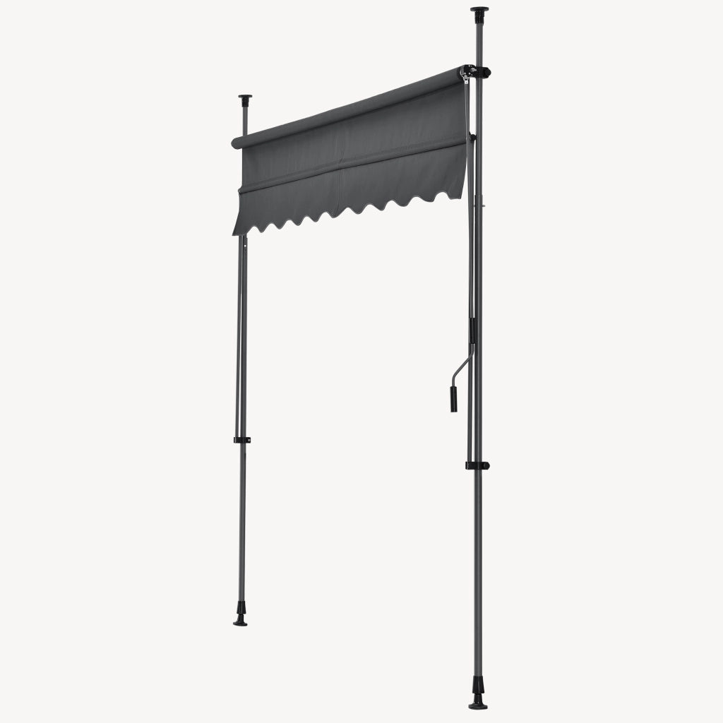 Tenda da Sole a Muro con Pali di Supporto Telescopici Parasole 150 x 120 cm (LxP) Grigio pro.tec