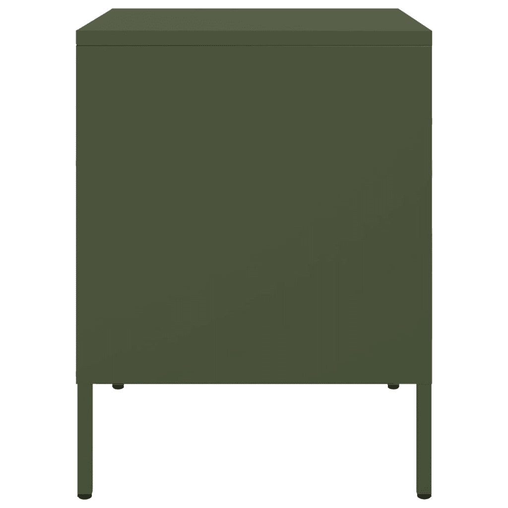 Comodino | Armadio da Notte | Mobiletto da notte Verde Oliva 36x39x50,5 cm in Acciaio