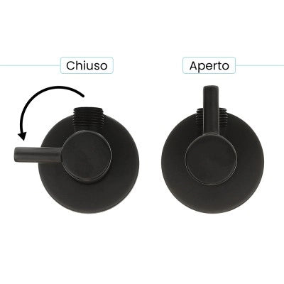 Coppia valvole da arresto tonde nero opaco attacchi 1/2G x 3/8G
