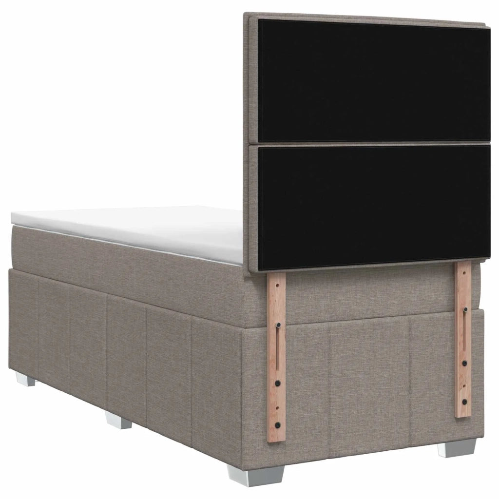 Letto Box Spring LED con Materasso Tortora 90 x 200 cm Tessuto 3455525