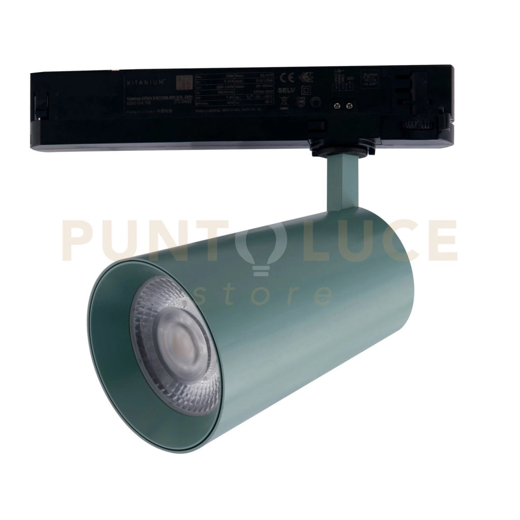 FARO BINARIO LED KONE VERDE IN ALLUMINIO 24W 2365LM 4000K 22,4X13X8 CM.