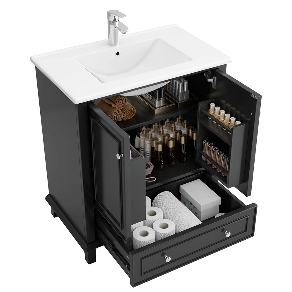Armadio bagno - Xylo - 73x46x87 cm - Bianco - Lavabo ceramica resistente umidit¨¤
