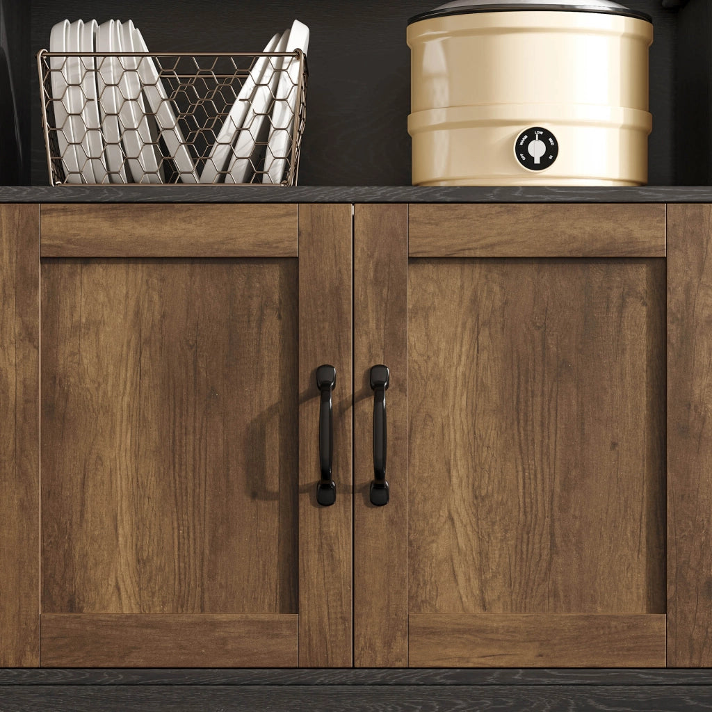 Mobile da cucina con LED RGB; prese USB e ripiani regolabili 110x40x180 cm; MDF naturale e nero