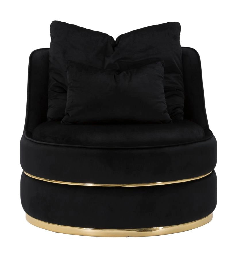 Poltrona Paris Space Nero/Oro Ø84x72 cm in Legno e Spugna Nero e Oro
