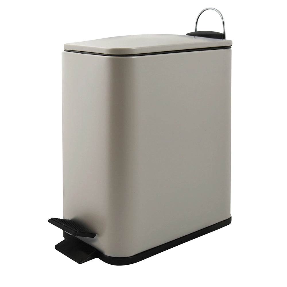Pattumiera bagno 5 Lt in acciaio tortora opaco con apertura a pedale Rexa