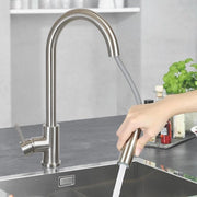 Cucina ad alta pressione con spruzzatore - estraibile e 360° girevole - 2 tipi di getto - acciaio inossidabile