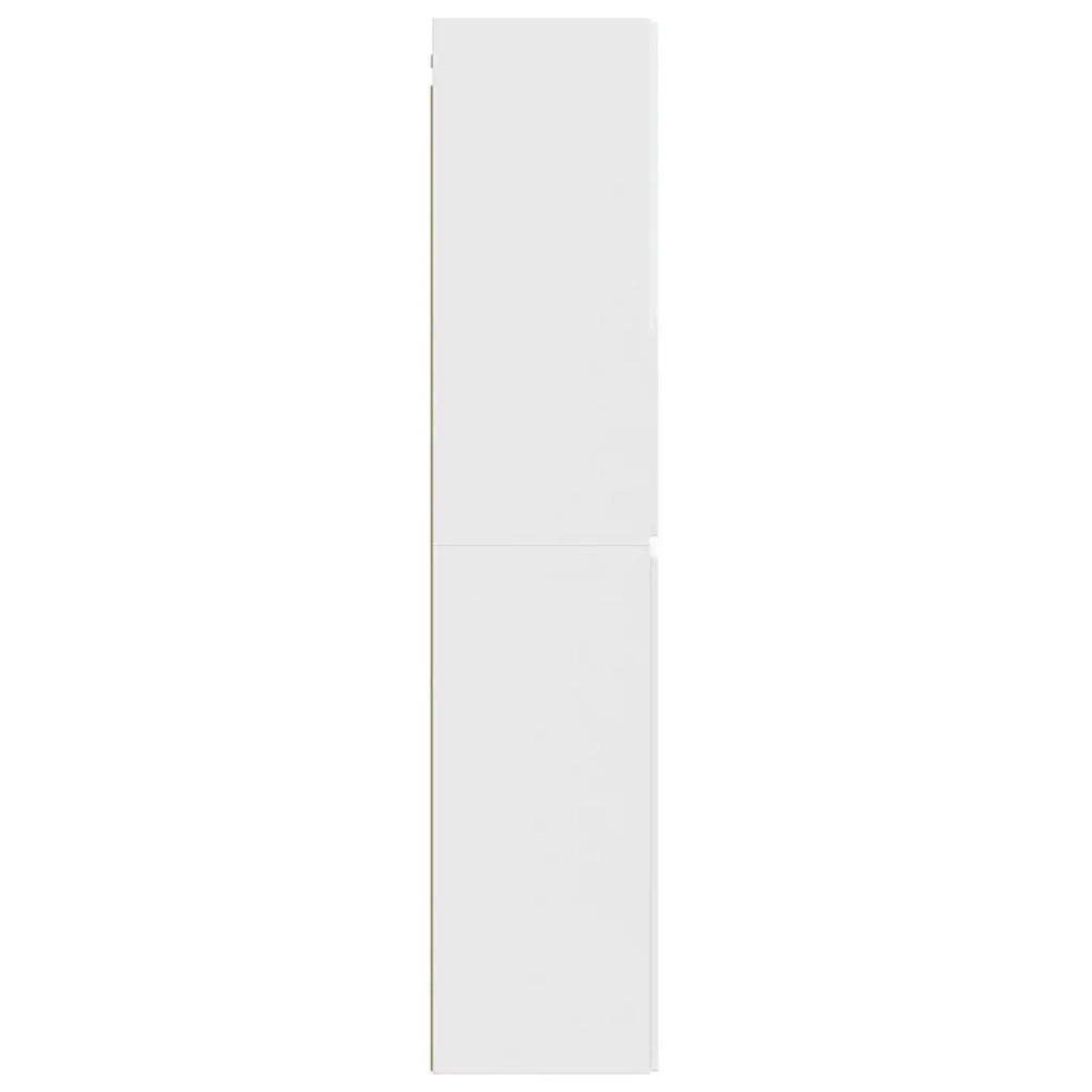 Mobiletto da Bagno a Muro Bianco Lucido 33 x 34,5 x 160 cm 890516
