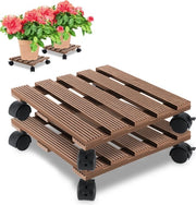 Doppio Carrello per Piante Ruota di Sostegno fino a 80 kg Carrello per Piante con Ruote Sostegno Quadrato - Marrone