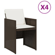 Sedie da Giardino con Cuscini 4 pz | Sedie da Esterno Marroni in Polyrattan