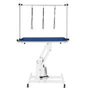 Tavolo da toelettatura idraulico bianco - Piano blu