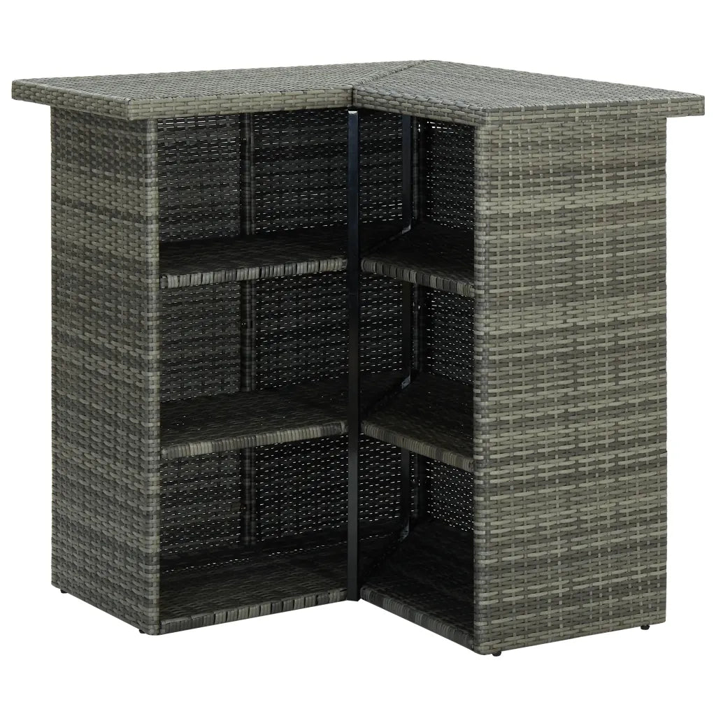 Set Bar da Giardino 16 pz con Cuscini in Polyrattan Grigio 3064930