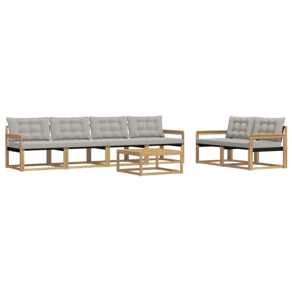 Set di divani da esterno 7 pz Bianco e Grigio Chiaro 3388437