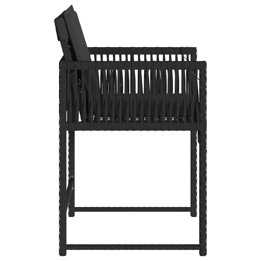 Sedie da Giardino con Cuscini 4 pz Nere in Polyrattan 365018