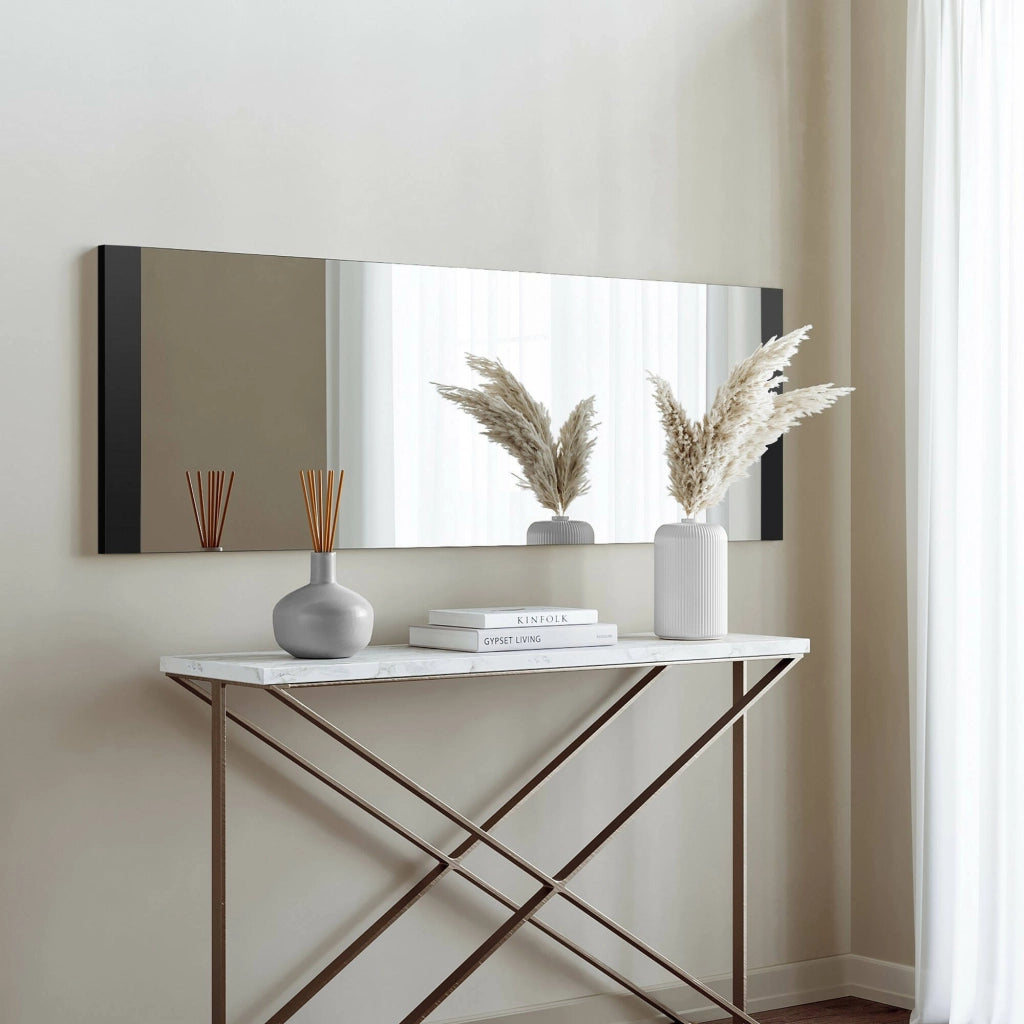 Alnasl, Specchio Materiale Struttura in Legno Nobilitato, 2.2x40h cm Nero