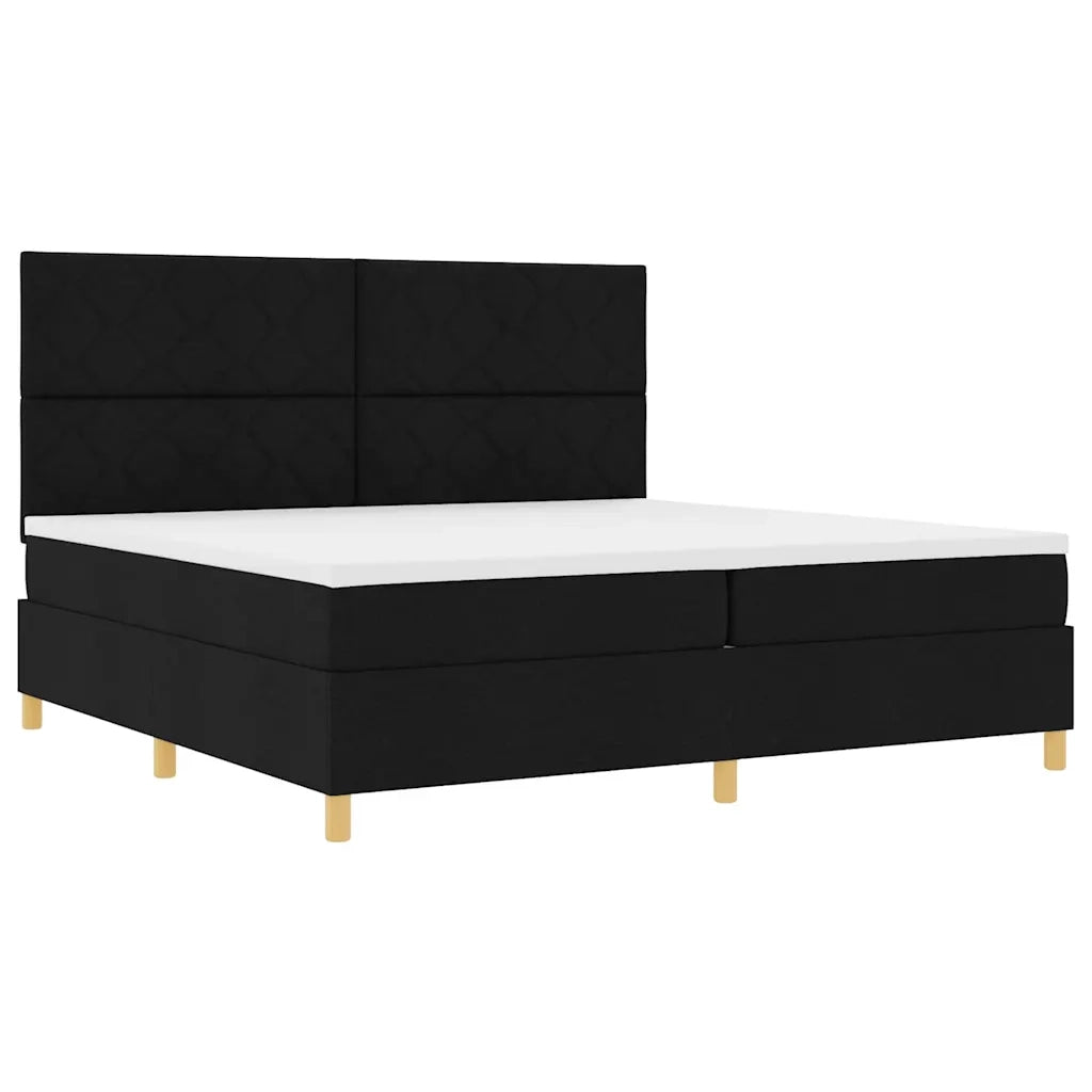 Letto a Sorgente LED con materasso Nero 200 x 200 cm Tessuto 3343203