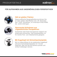 Walimex Pro treppiede a ventosa incl. testa a sfera per fotocamere di sistema e DSLR, 20317, nero, blu